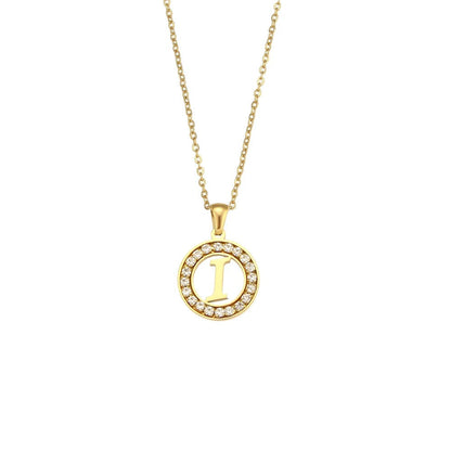 Crystal Initial Circle Necklace