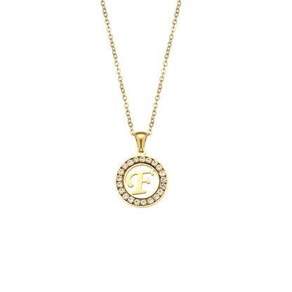 Crystal Initial Circle Necklace