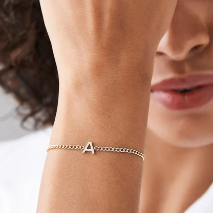 Crystal Initial A Link Bracelet