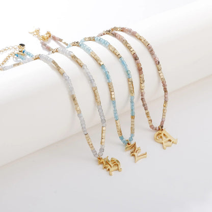 Old English Initial Beaded Necklace
