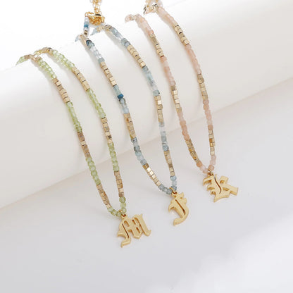 Old English Initial Beaded Necklace