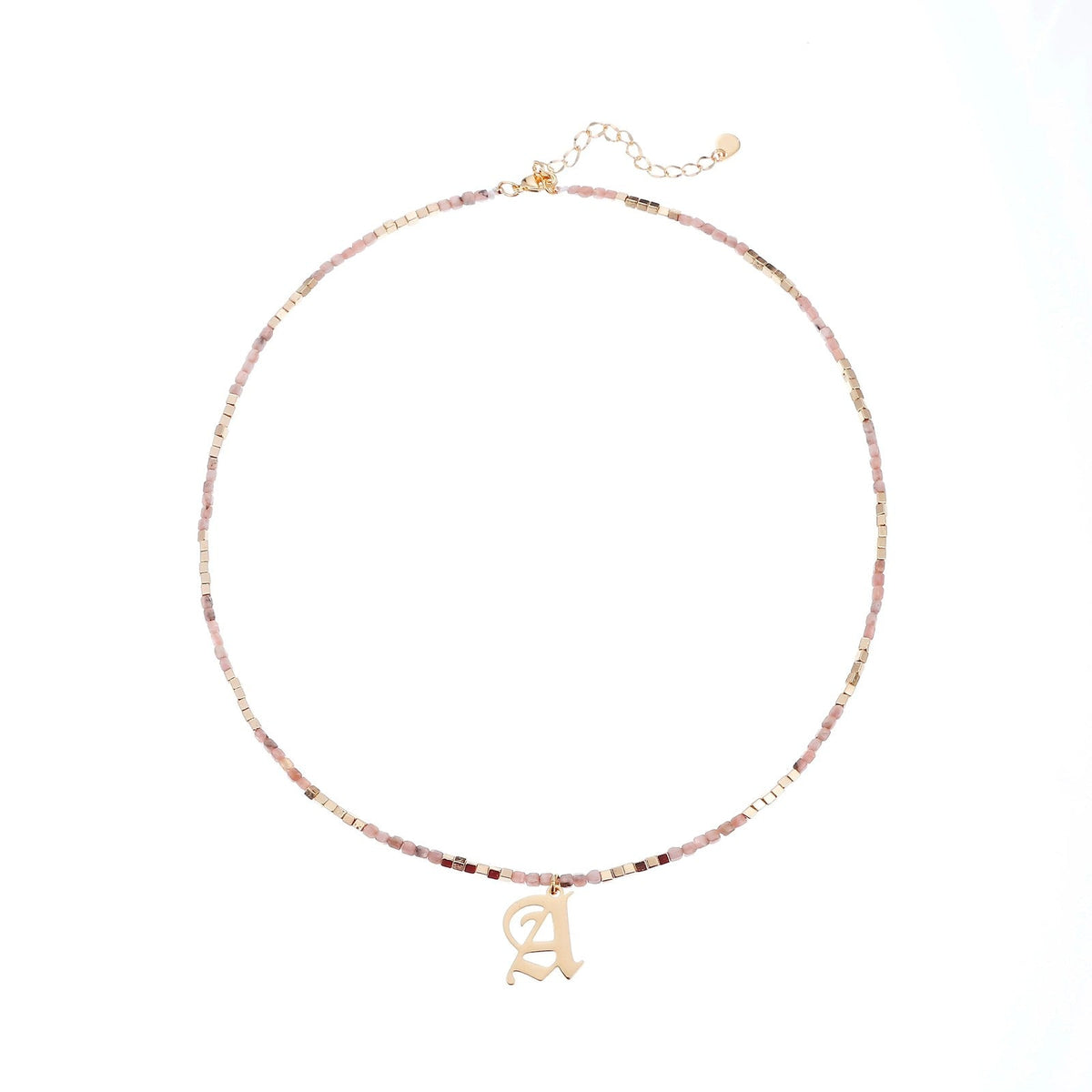 Old English Initial Beaded Necklace