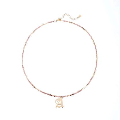 Old English Initial Beaded Necklace