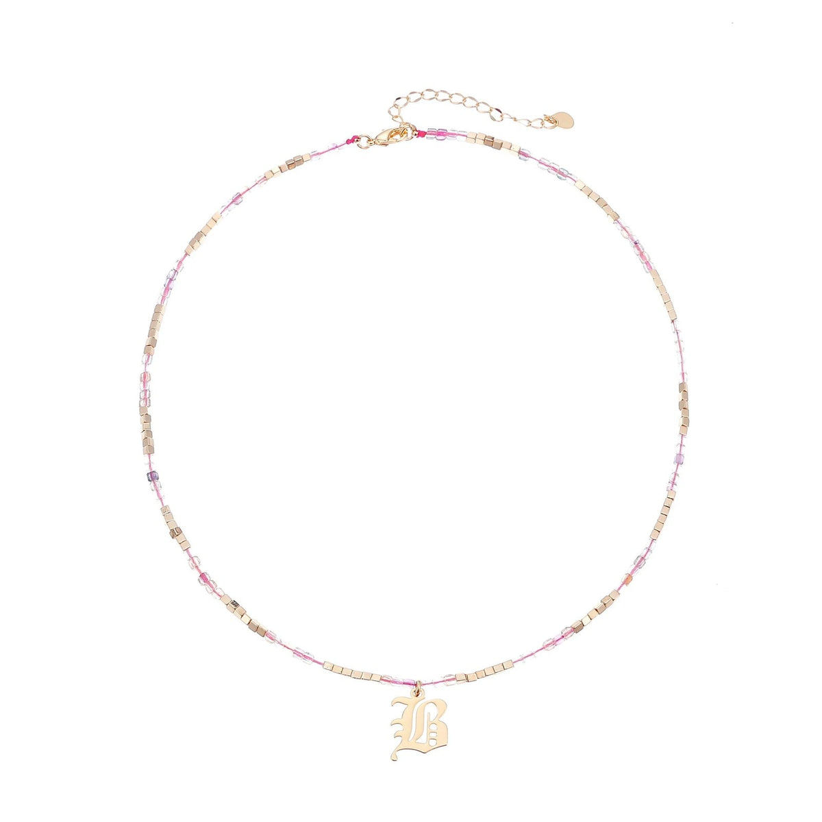 Old English Initial Beaded Necklace