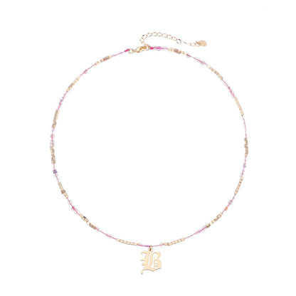 Old English Initial Beaded Necklace