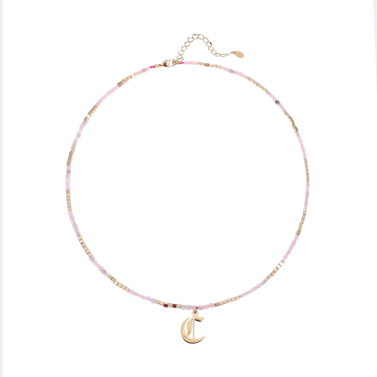 Old English Initial Beaded Necklace