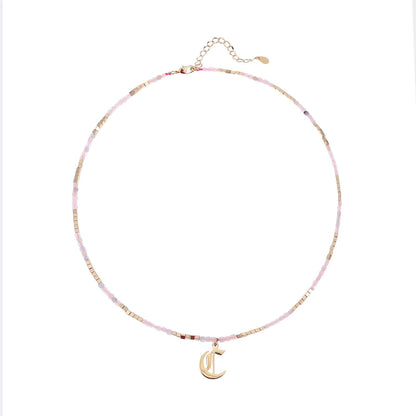 Old English Initial Beaded Necklace