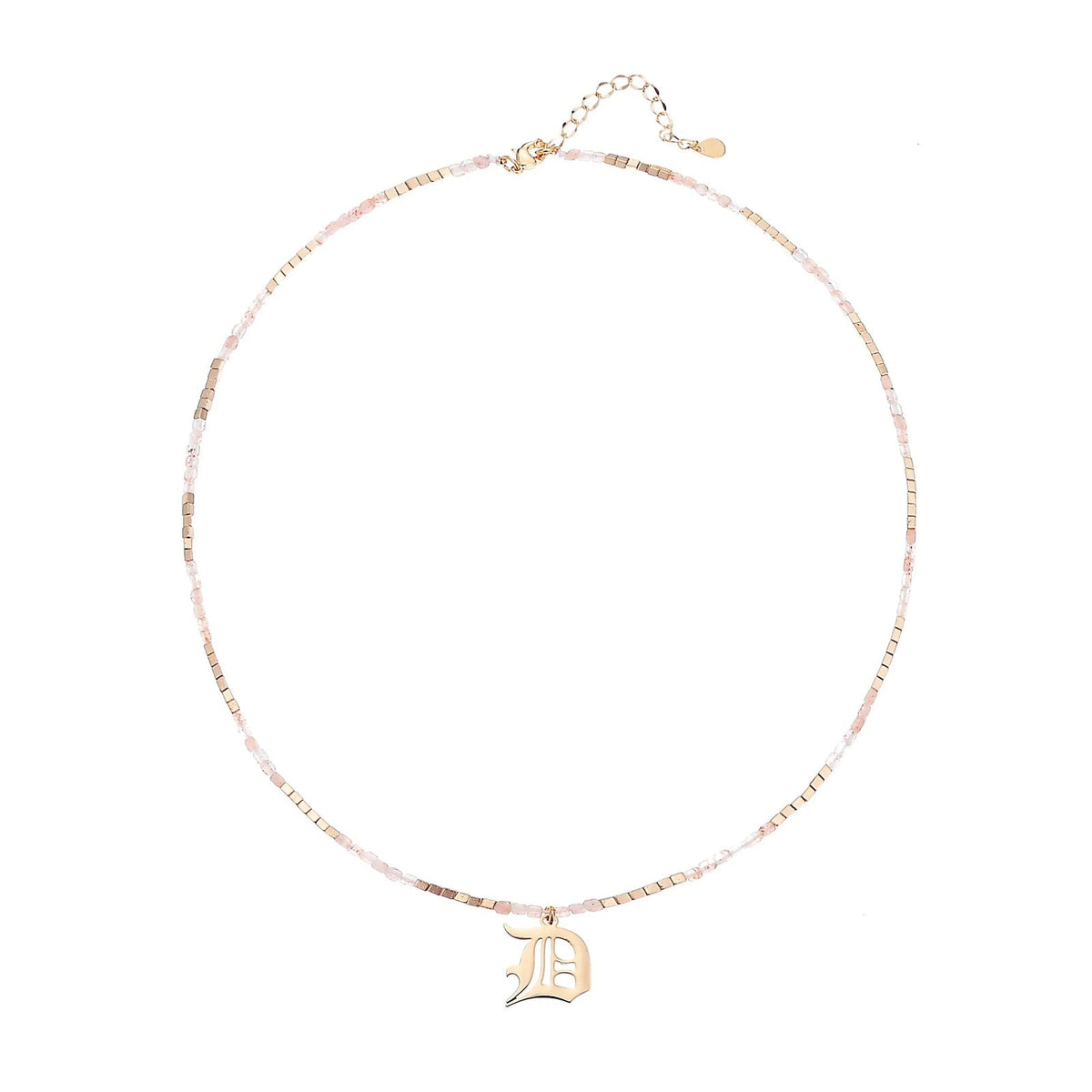 Old English Initial Beaded Necklace