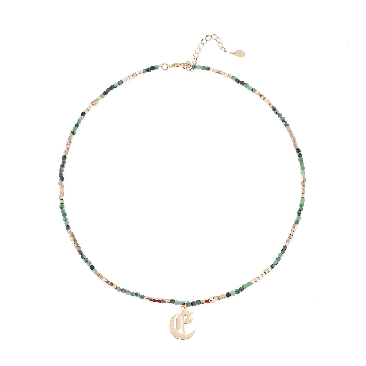 Old English Initial Beaded Necklace