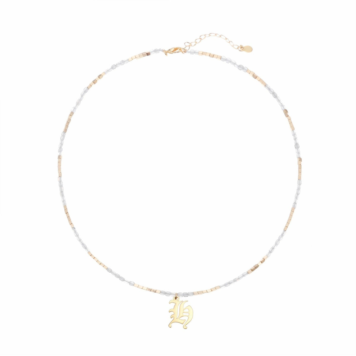 Old English Initial Beaded Necklace
