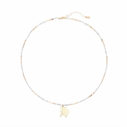 Old English Initial Beaded Necklace