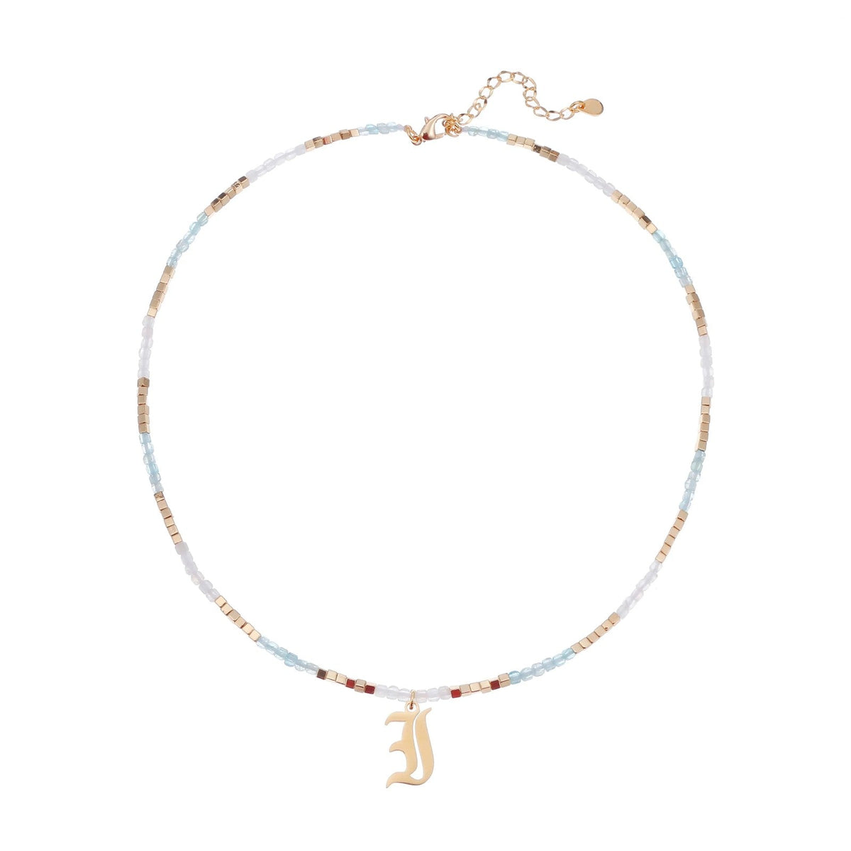 Old English Initial Beaded Necklace