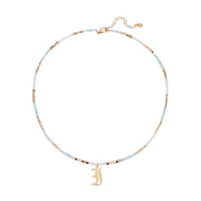 Old English Initial Beaded Necklace