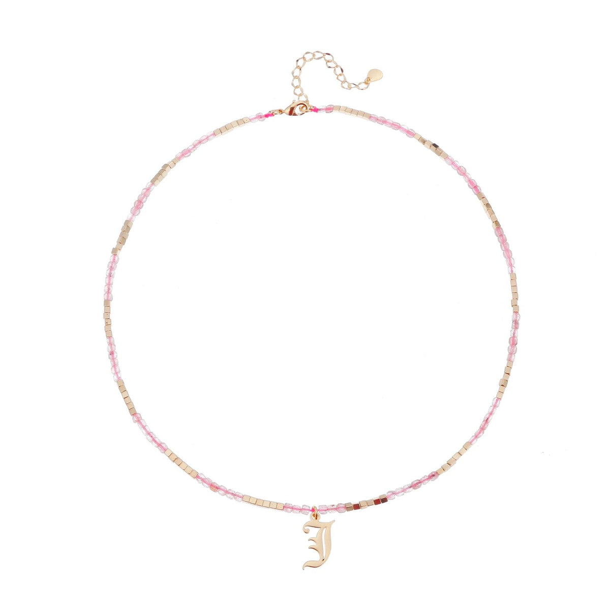 Old English Initial Beaded Necklace