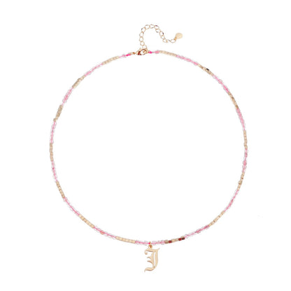 Old English Initial Beaded Necklace