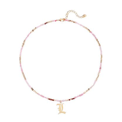Old English Initial Beaded Necklace
