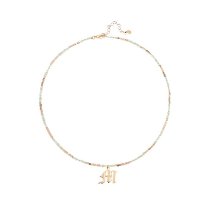 Old English Initial Beaded Necklace