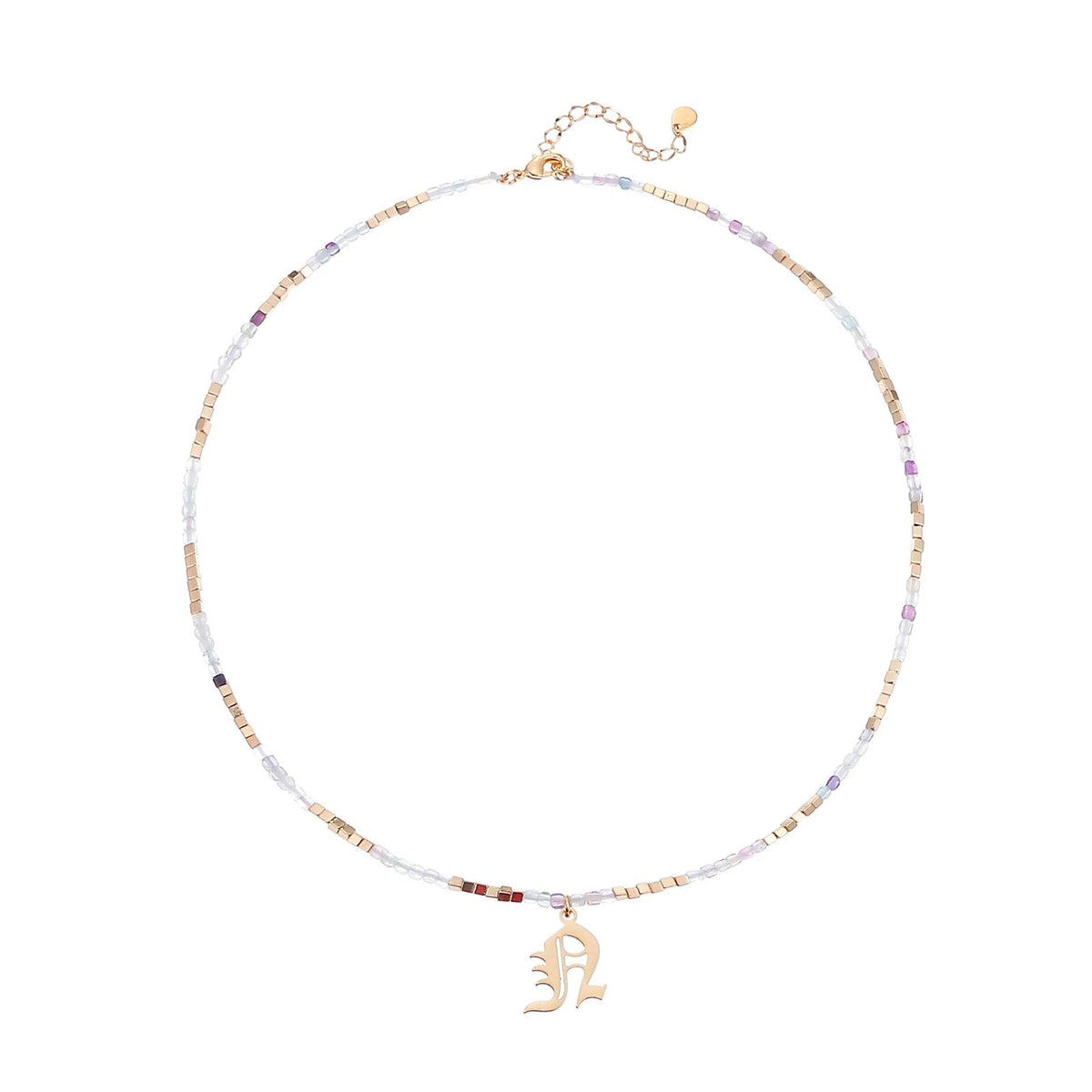 Old English Initial Beaded Necklace