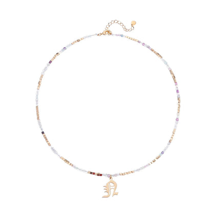 Old English Initial Beaded Necklace