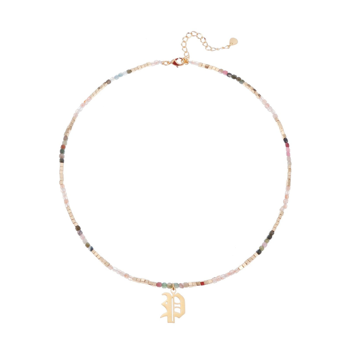 Old English Initial Beaded Necklace