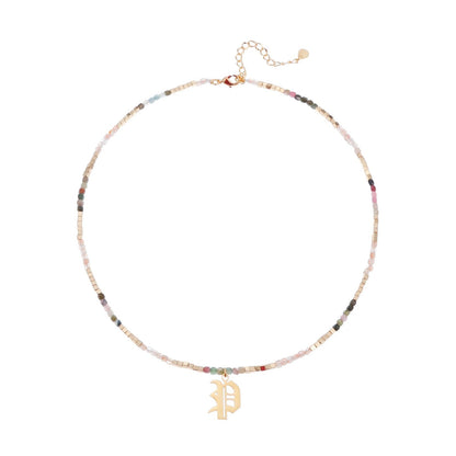 Old English Initial Beaded Necklace