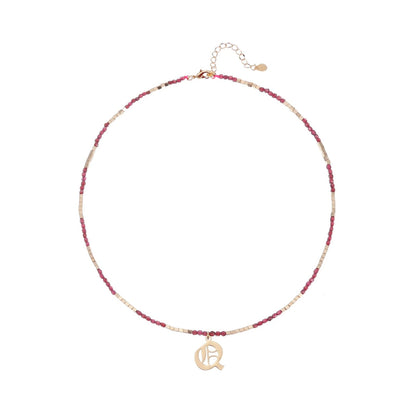 Old English Initial Beaded Necklace