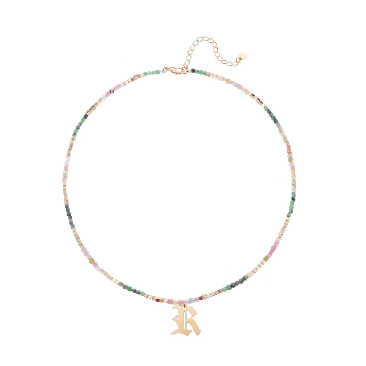 Old English Initial Beaded Necklace