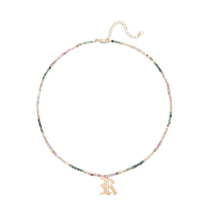 Old English Initial Beaded Necklace