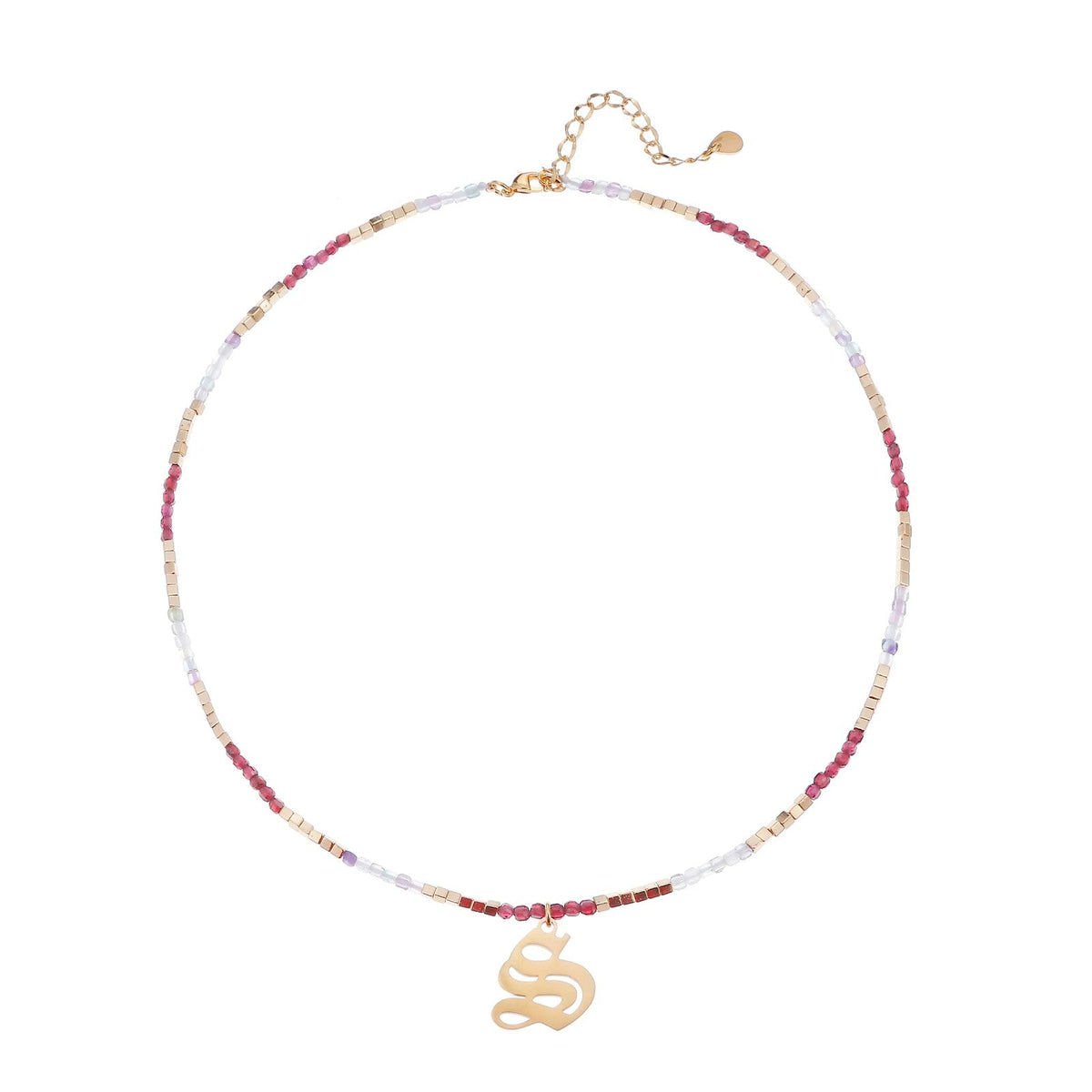 Old English Initial Beaded Necklace