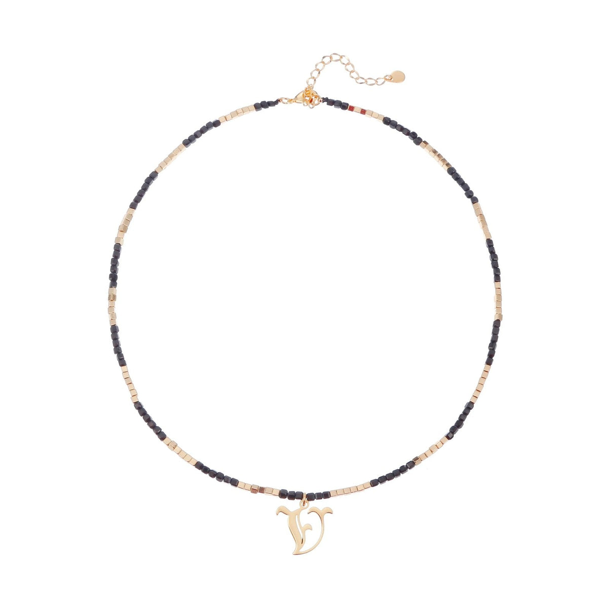 Old English Initial Beaded Necklace