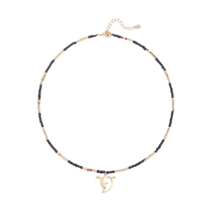 Old English Initial Beaded Necklace