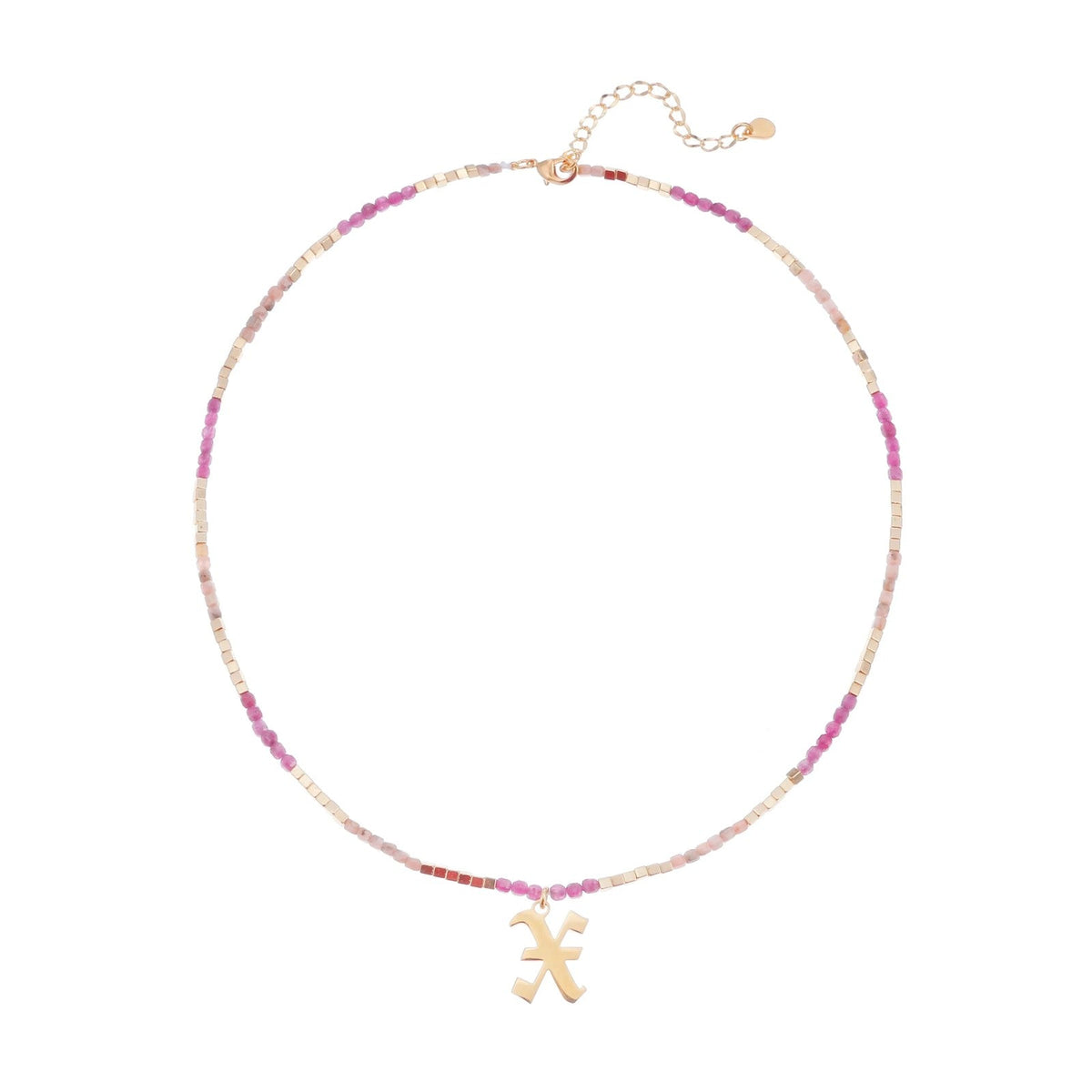 Old English Initial Beaded Necklace