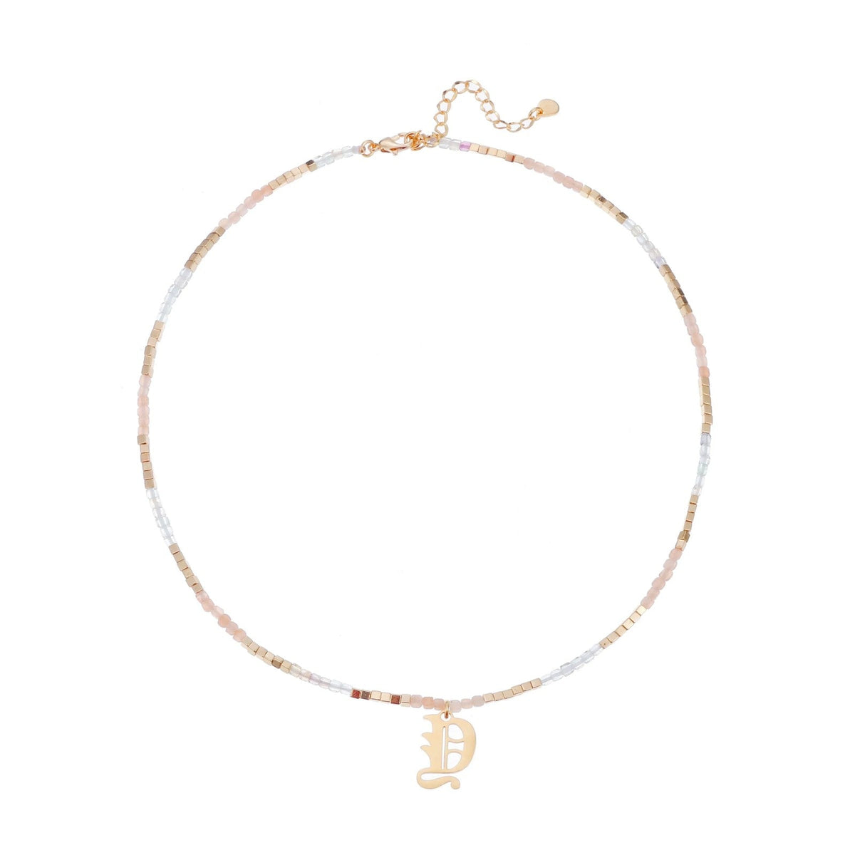 Old English Initial Beaded Necklace