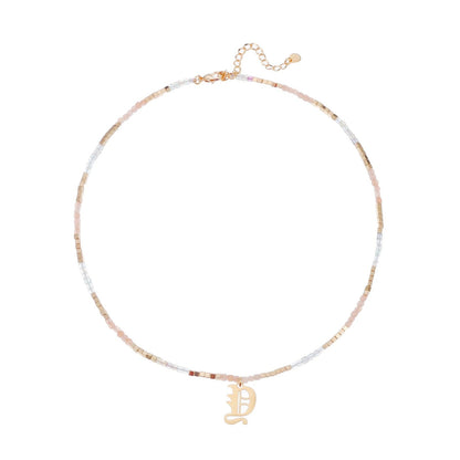 Old English Initial Beaded Necklace