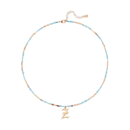 Old English Initial Beaded Necklace