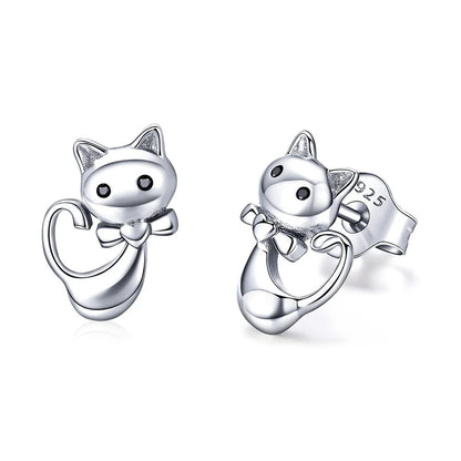 Bow Tie Cat Stud Earrings