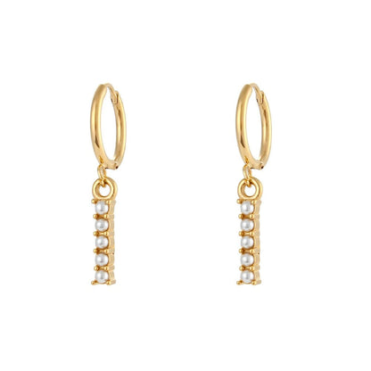 Pearl Initial Hoop Earrings