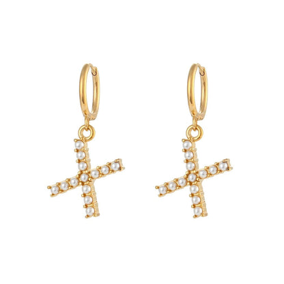 Pearl Initial Hoop Earrings