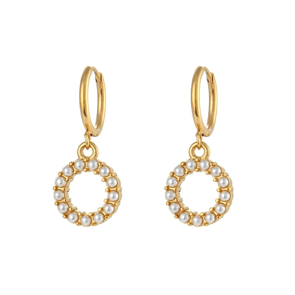 Pearl Initial Hoop Earrings