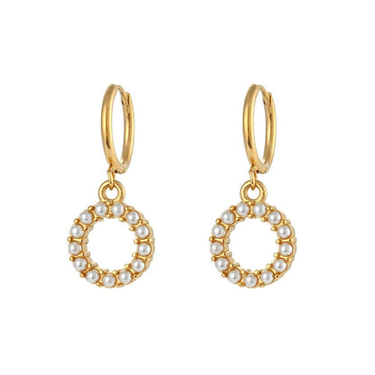 Pearl Initial Hoop Earrings