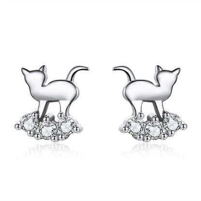 Cat Zircon Pebble Stud Earrings