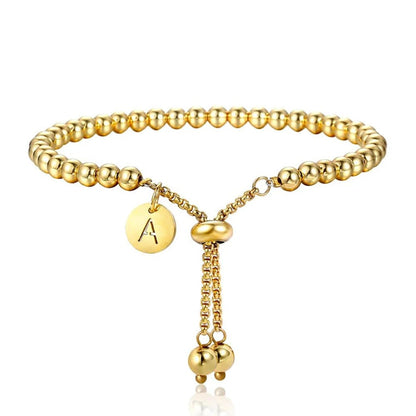 Adjustable Initial Bead Bracelet