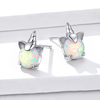 Opal Unicorn Stud Earrings