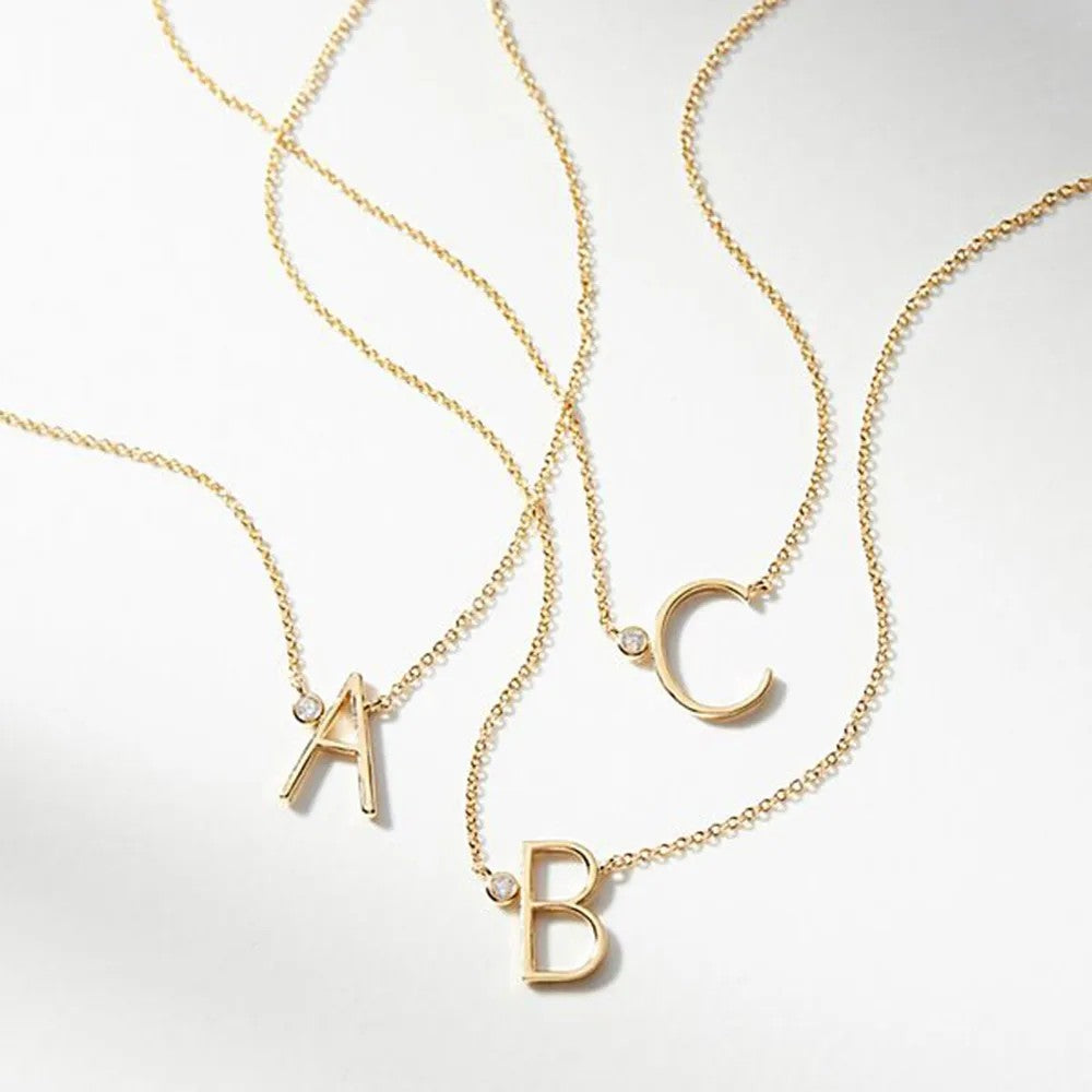 Crystal Initial Link Necklace