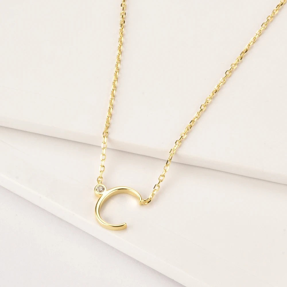 Crystal Initial Link Necklace