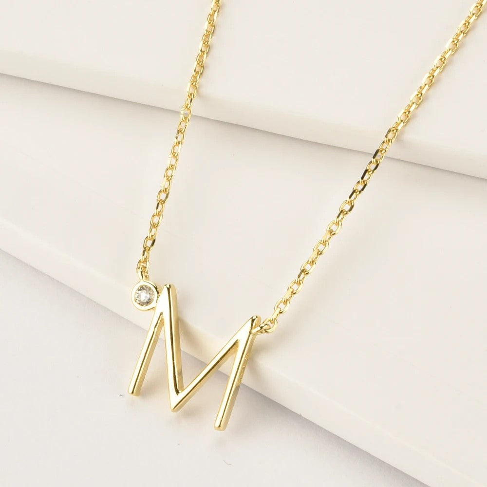 Crystal Initial Link Necklace