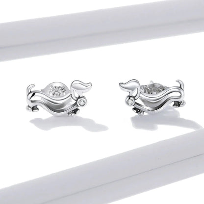 Gold Crystal Dachshund Stud Earrings