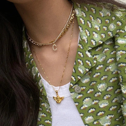 Crystal Initial Butterfly Tennis Necklace