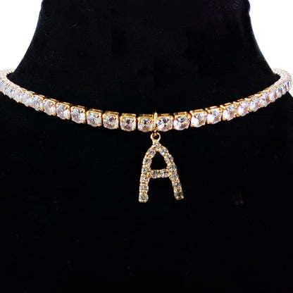 Crystal Initial Butterfly Tennis Necklace