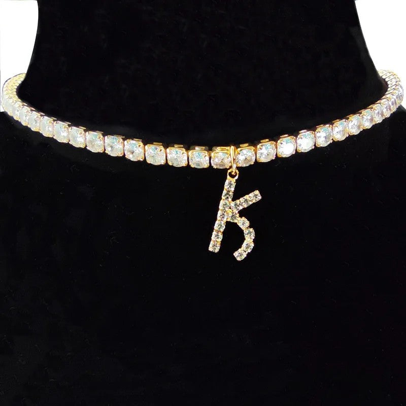 Crystal Initial Butterfly Tennis Necklace